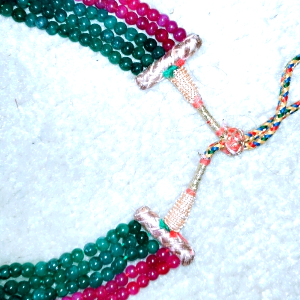 Necklace, Ruby, Emerald Strands, Adjustable Lengtn - image 3